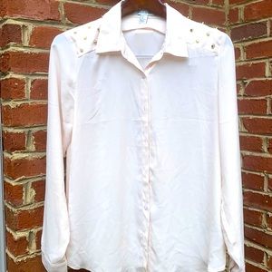 Forever 21 Button Down Full sleeve Shoulder studded Top.New.